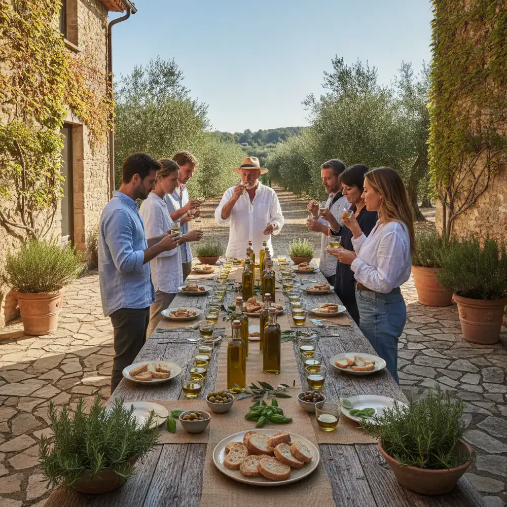 Degustazione di olio d'oliva in fattoria