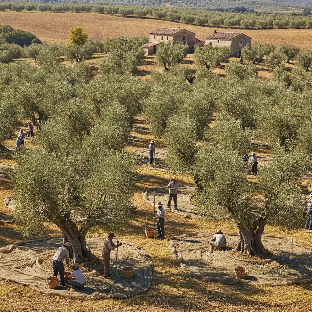 Raccolta delle olive nella tenuta Hizplorn